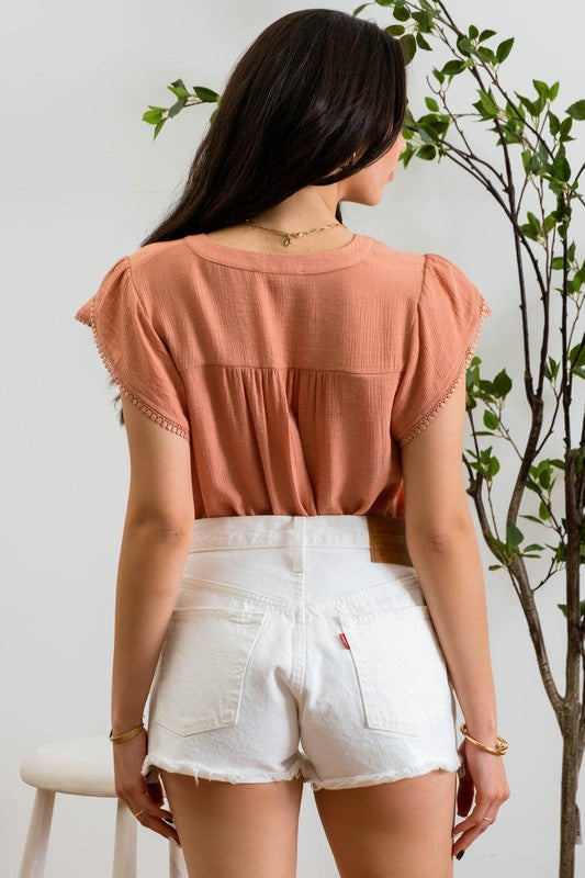Dusty Apricot Short Sleeve Top
