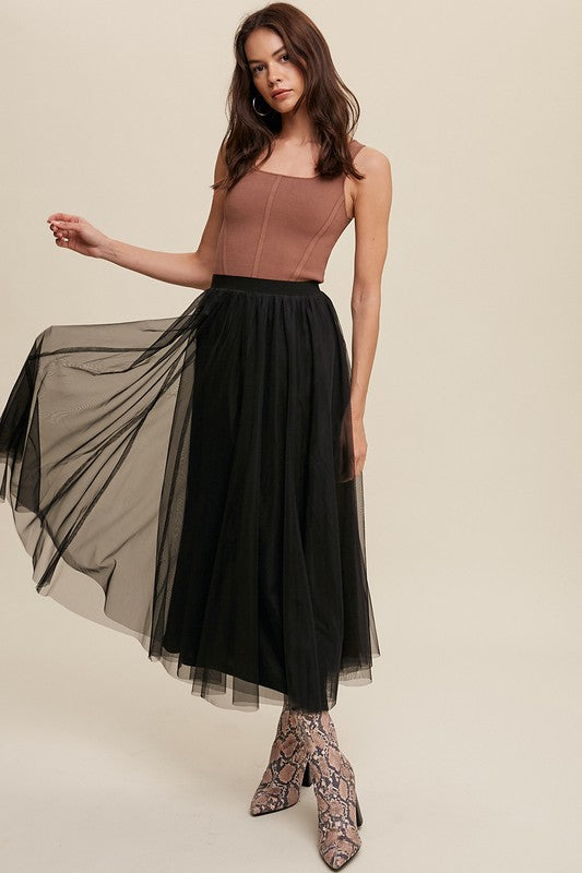 Black Maxi Tulle Skirt