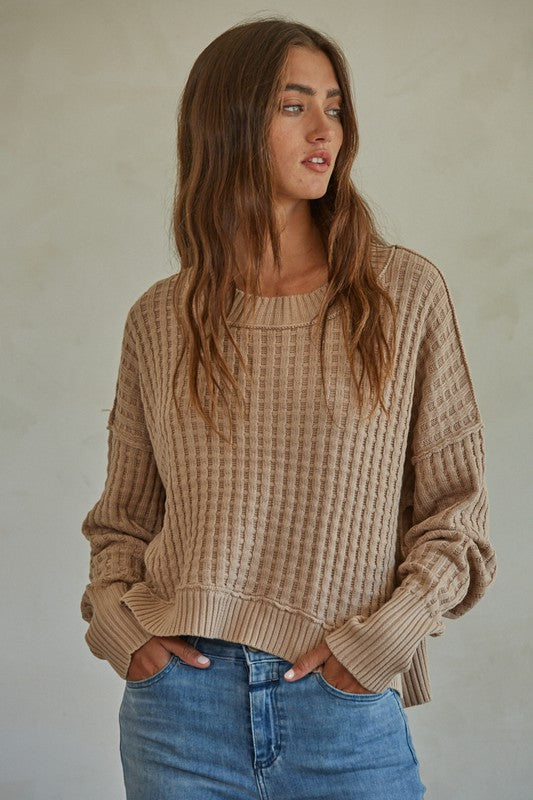 Taupe Knit Detailed Sweater