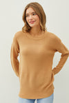 Butterscotch Waffle Textured Knit Sweater