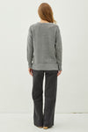 Heather Charcoal Waffle Textured Knit Sweater