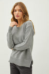 Heather Charcoal Waffle Textured Knit Sweater