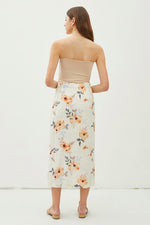 Peach Hibiscus Midi Skirt
