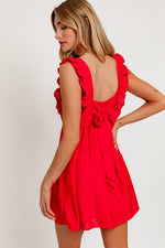 Red Sleeveless Ruffle Detail Dress