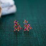 Pink Confetti Glitter Christmas Tree Studs