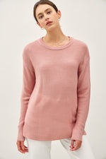 Apricot Waffle Textured Knit Sweater