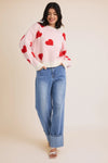 Red & Cream Heart Sweater