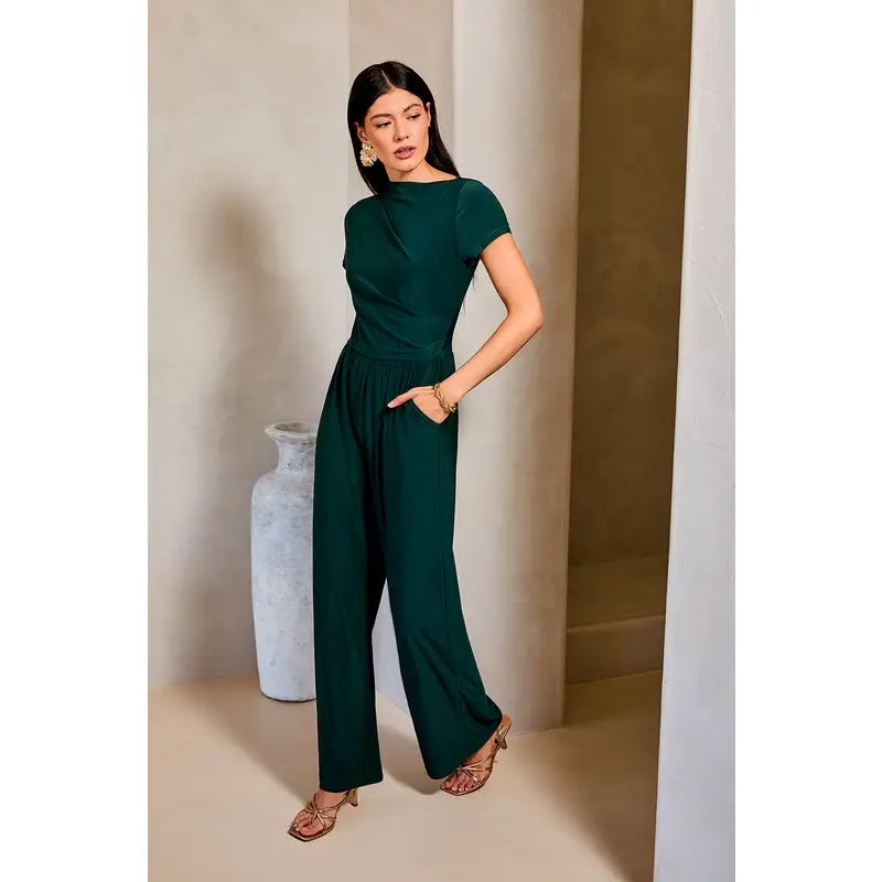 Cowl Neck Hunter Green Jumpsuit