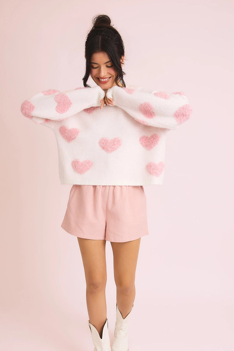 Pink & Cream Heart Sweater