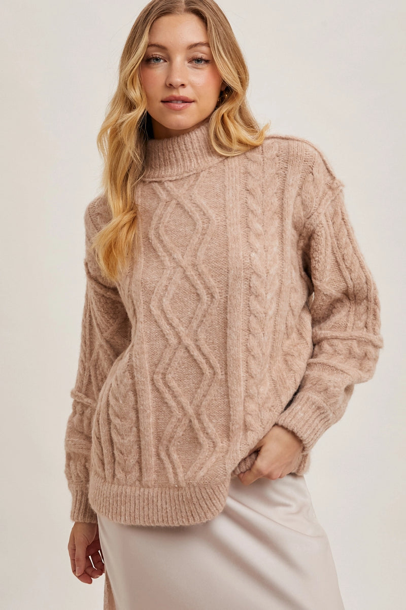 Latte Cable Knit Sweater