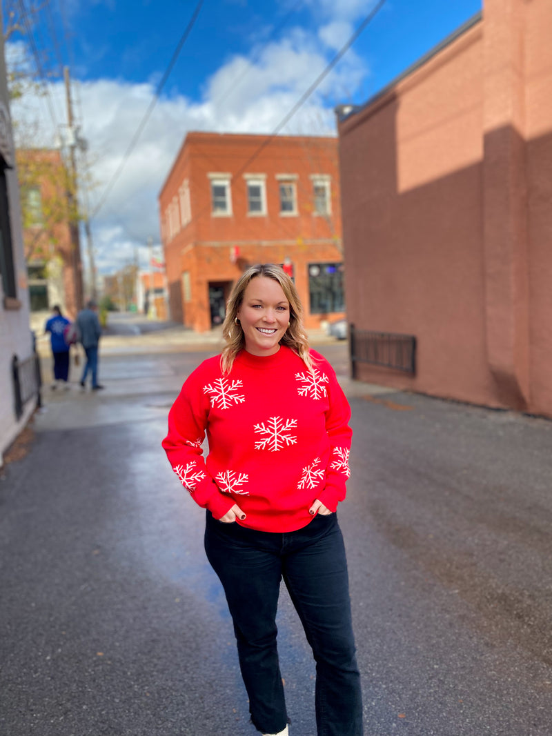 Red & Ivory Snowflake Sweater