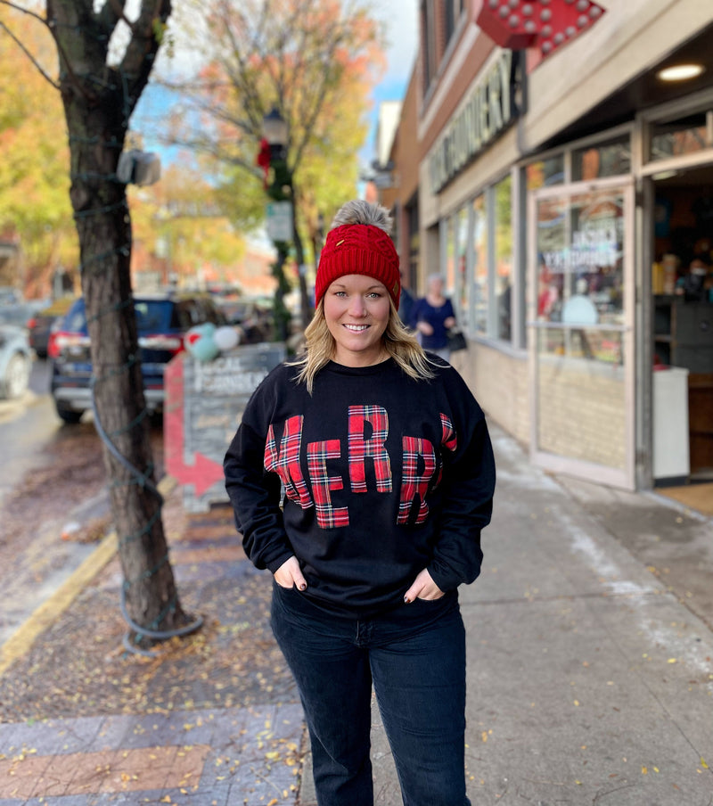 Merry Black & Red Plaid Fleece Pullover