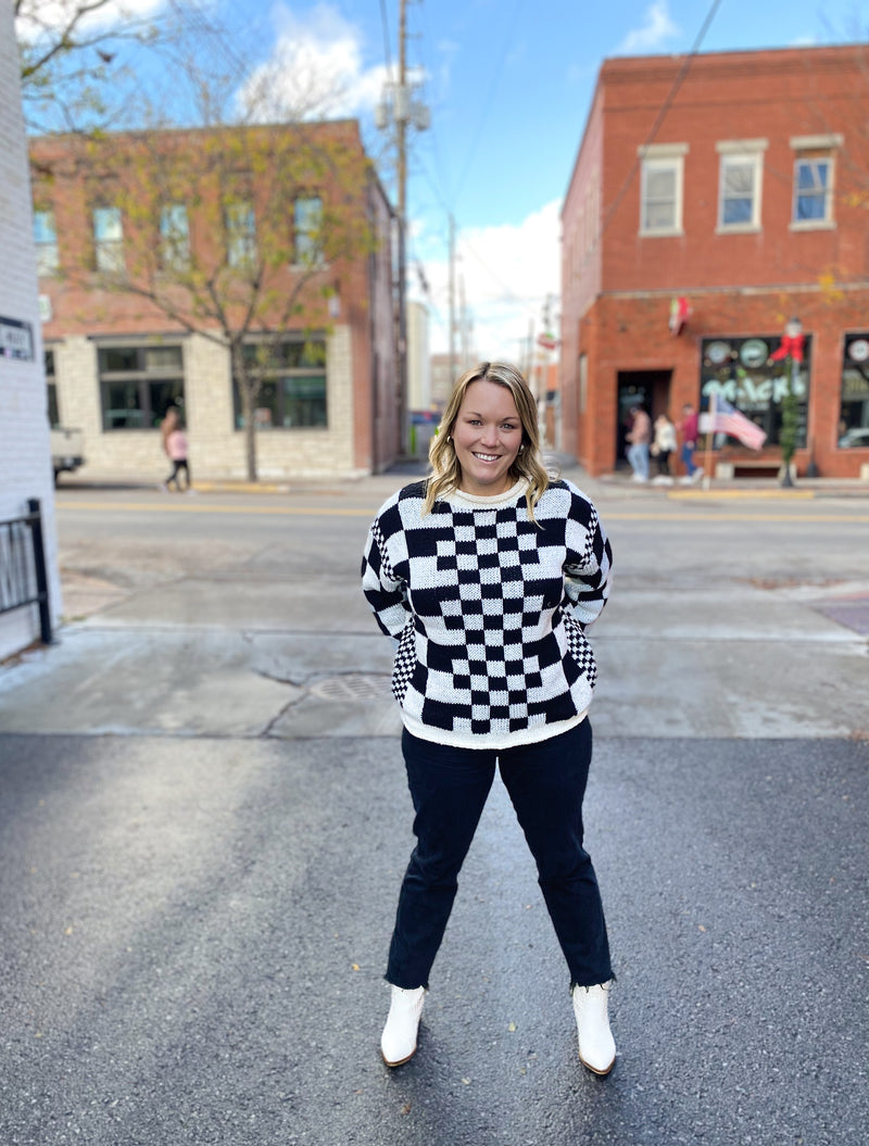 Black & White Checkered Sweater