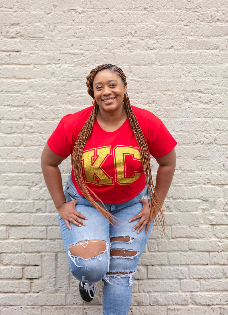 KC Red & Gold Cropped Tee