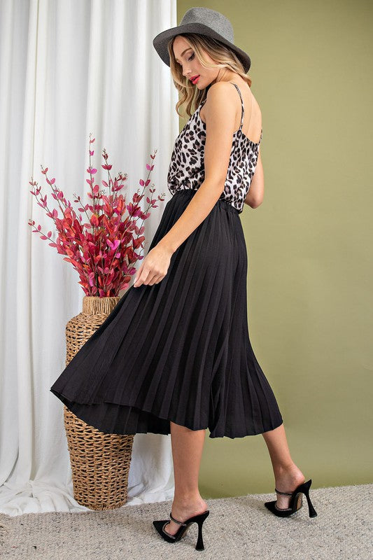 Timeless Black Pleated Midi Skirt