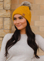 Mustard Cable Knit Hat